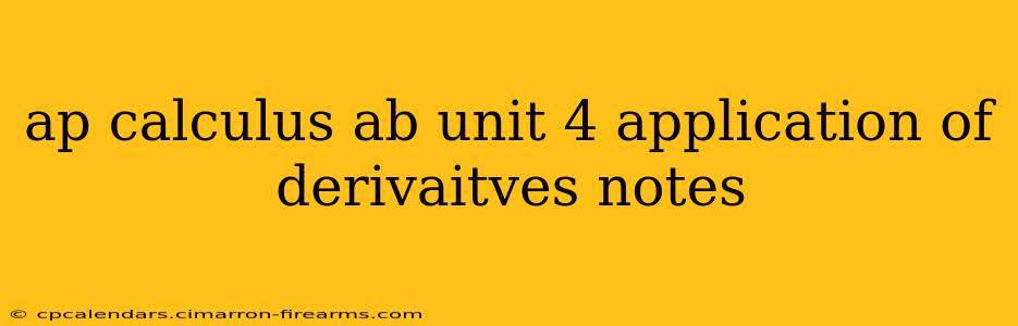 ap calculus ab unit 4 application of derivaitves notes