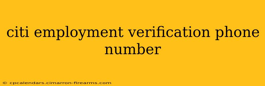 citi employment verification phone number