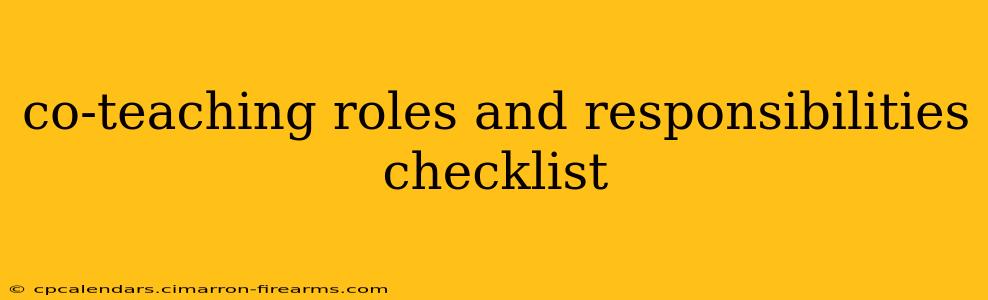 co-teaching roles and responsibilities checklist