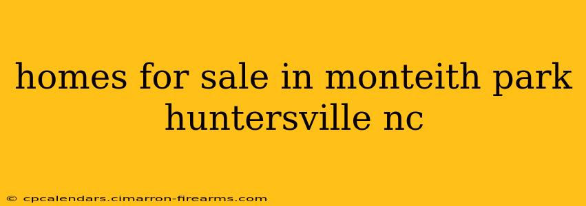 homes for sale in monteith park huntersville nc