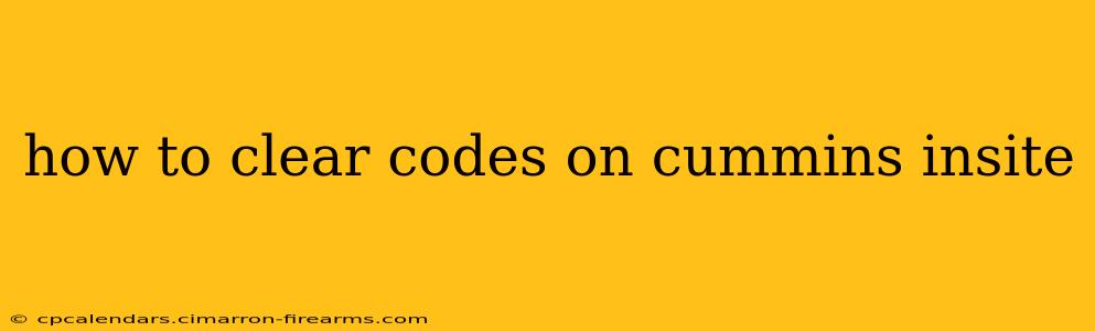 how to clear codes on cummins insite