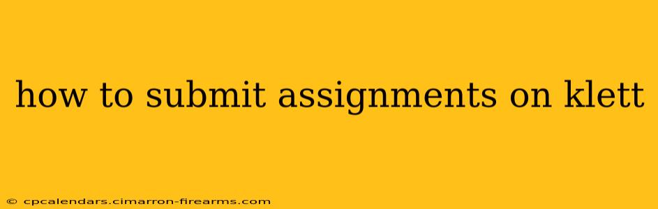 how to submit assignments on klett