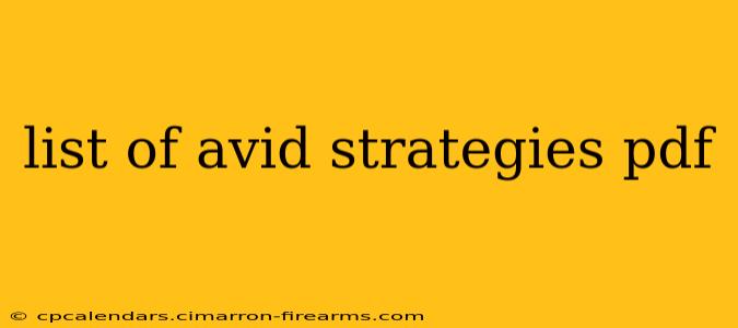 list of avid strategies pdf