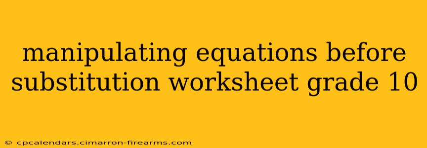 manipulating equations before substitution worksheet grade 10