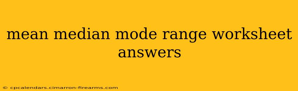 mean median mode range worksheet answers