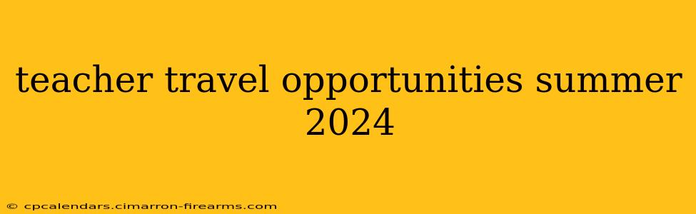 teacher travel opportunities summer 2024