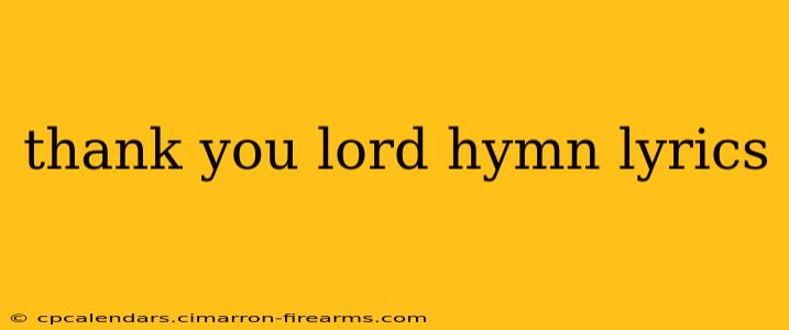 thank you lord hymn lyrics