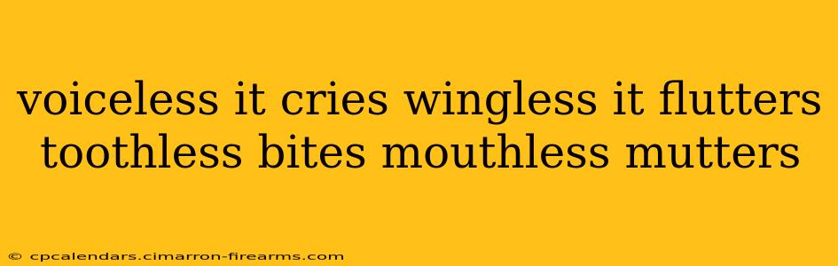 voiceless it cries wingless it flutters toothless bites mouthless mutters